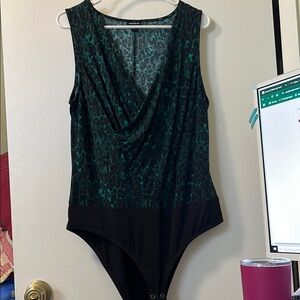 Torrid Teal and Black Leopard Print Bodysuit